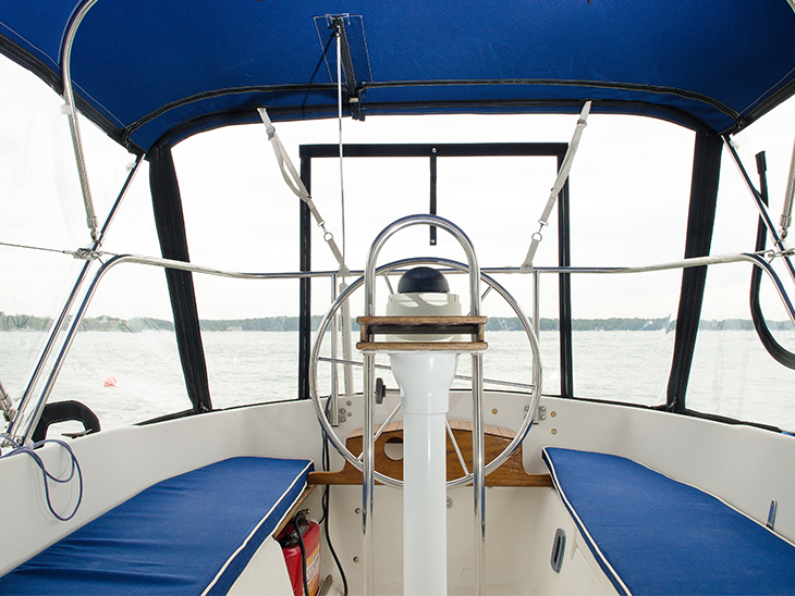 Cockpit cushions on a Seaward22 Sailboat